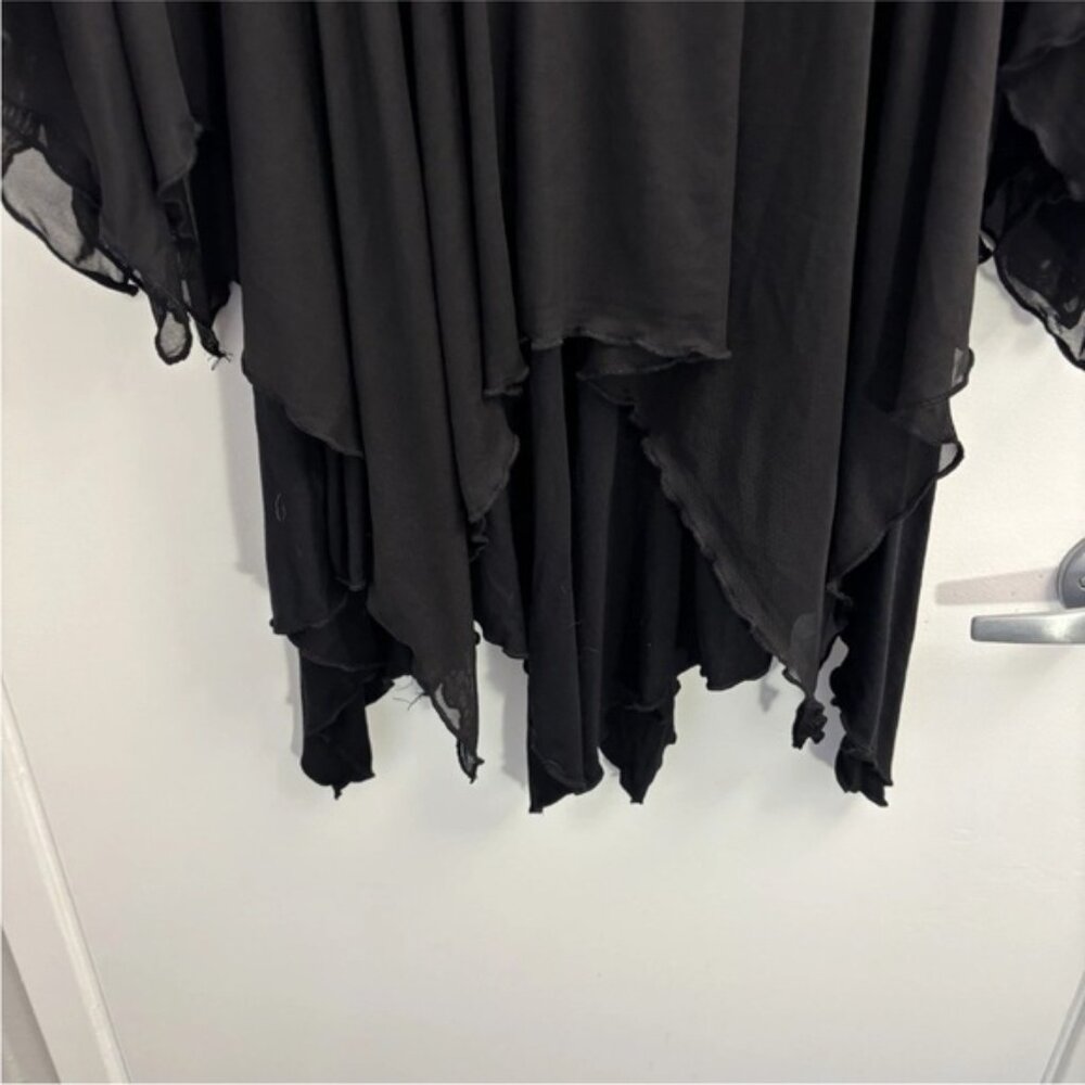 Current Mood Smocked Mesh Mini Dress Black Size Medium Grunge Goth Fairy Witchy - Picture 6 of 8